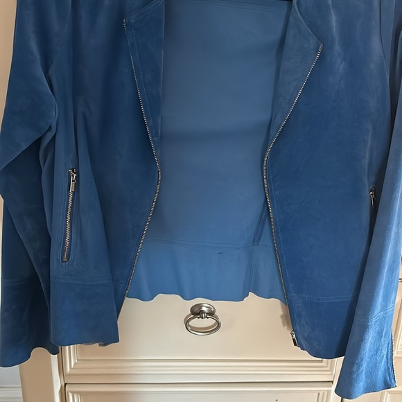Light Blue genuine leather suede jacket - Picture 4 of 6
